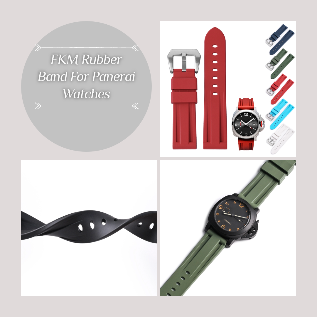 FKM Rubber Band For Panerai Watches With Buckle, Replacement Watch Bands For Panerai Watches