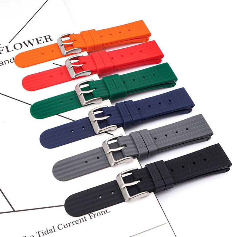 Quick Release 22mm Rubber Band For Seiko Prospex SKX Divers Watches, Replacement Watch Band With Buckle For Seiko Diver’s Watches Waffle Rubber Watch Strap