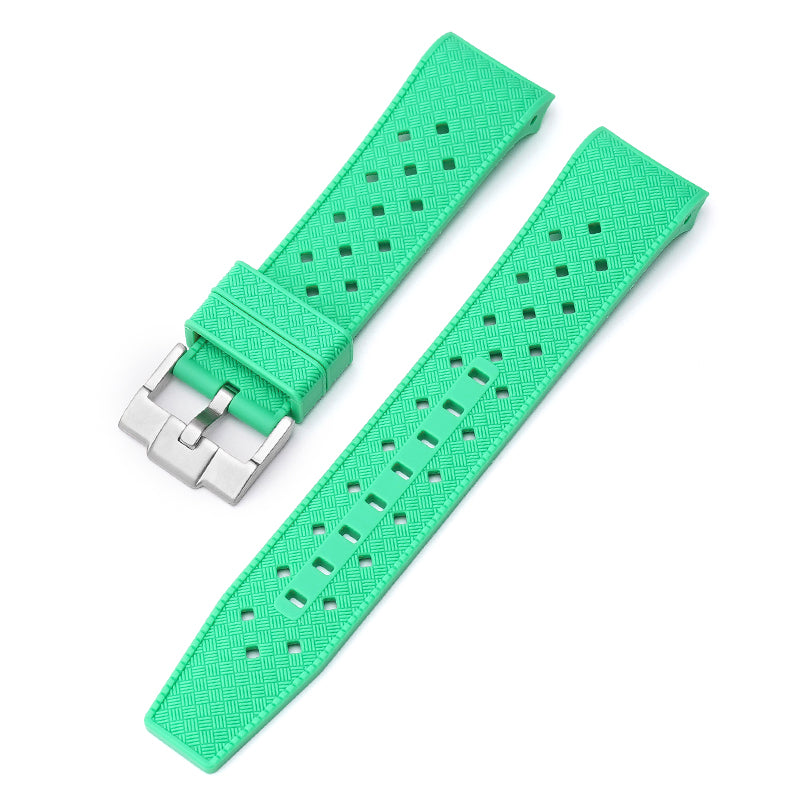 22mm Curved End Tropical Rubber Band For Blancpain X Swatch, Replacement Watch Bands With Buckle For Blancpain X Swatch Tropical Style