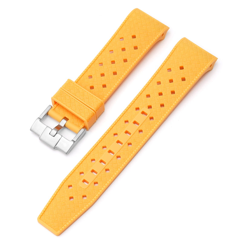 22mm Curved End Tropical Rubber Band For Blancpain X Swatch, Replacement Watch Bands With Buckle For Blancpain X Swatch Tropical Style