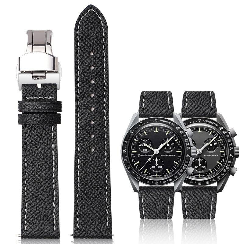 20mm Quick Release Epsom Leather Straps For Watches, Replacement Calfskin Watch Bands Straps With Deployment Clasp For Watches