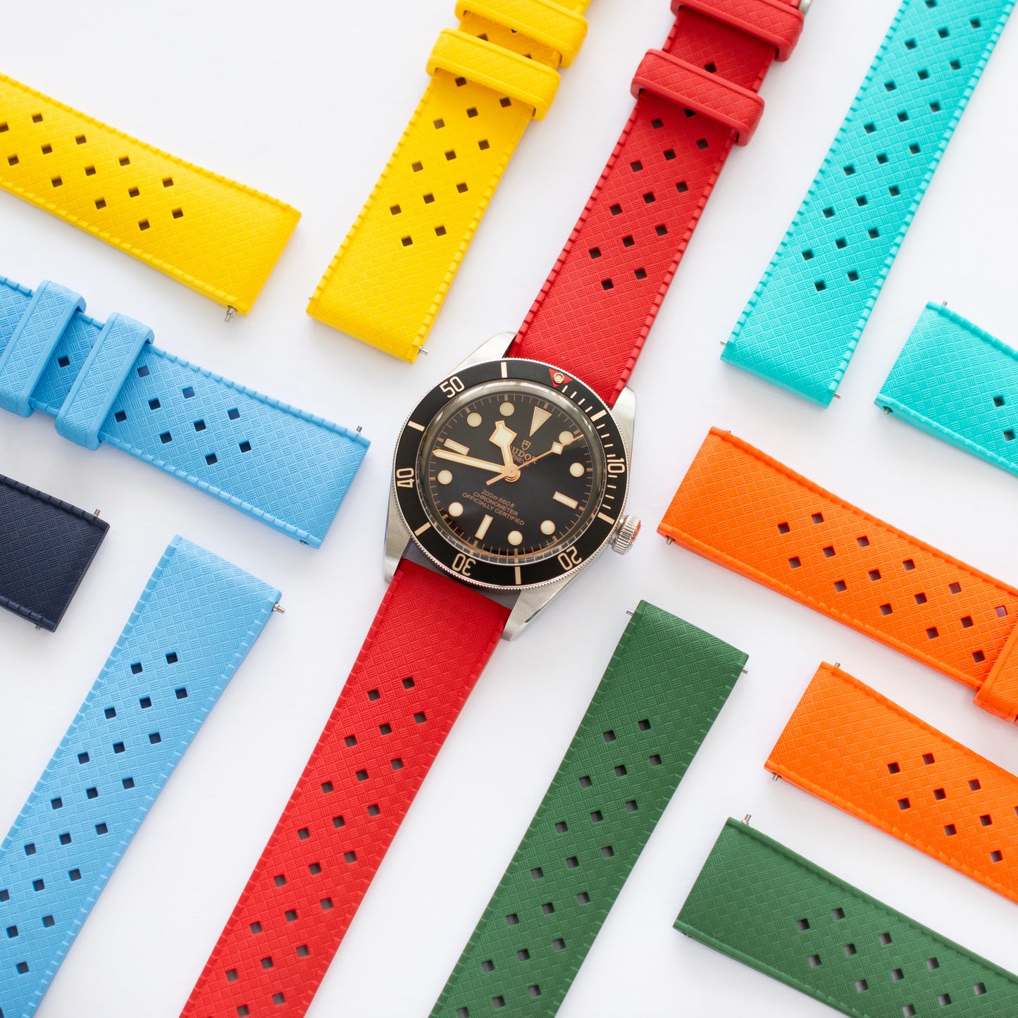 Quick Release Tropical Rubber Band For Watches, Replacement FKM Watch Band Straps For Watches