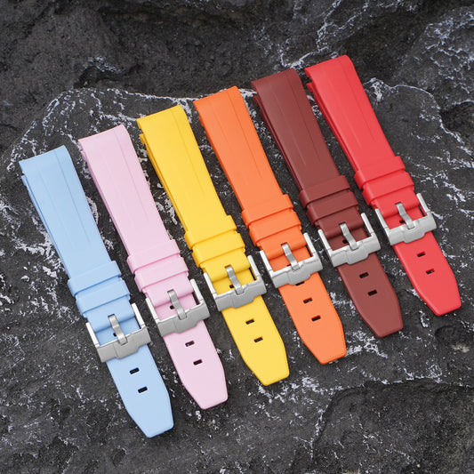 20mm Curved End Rubber Band For Rolex Daytona And GMT, Replacement Watch Bands With Buckle For Rolex Watches Silicone Rubber Watch Strap