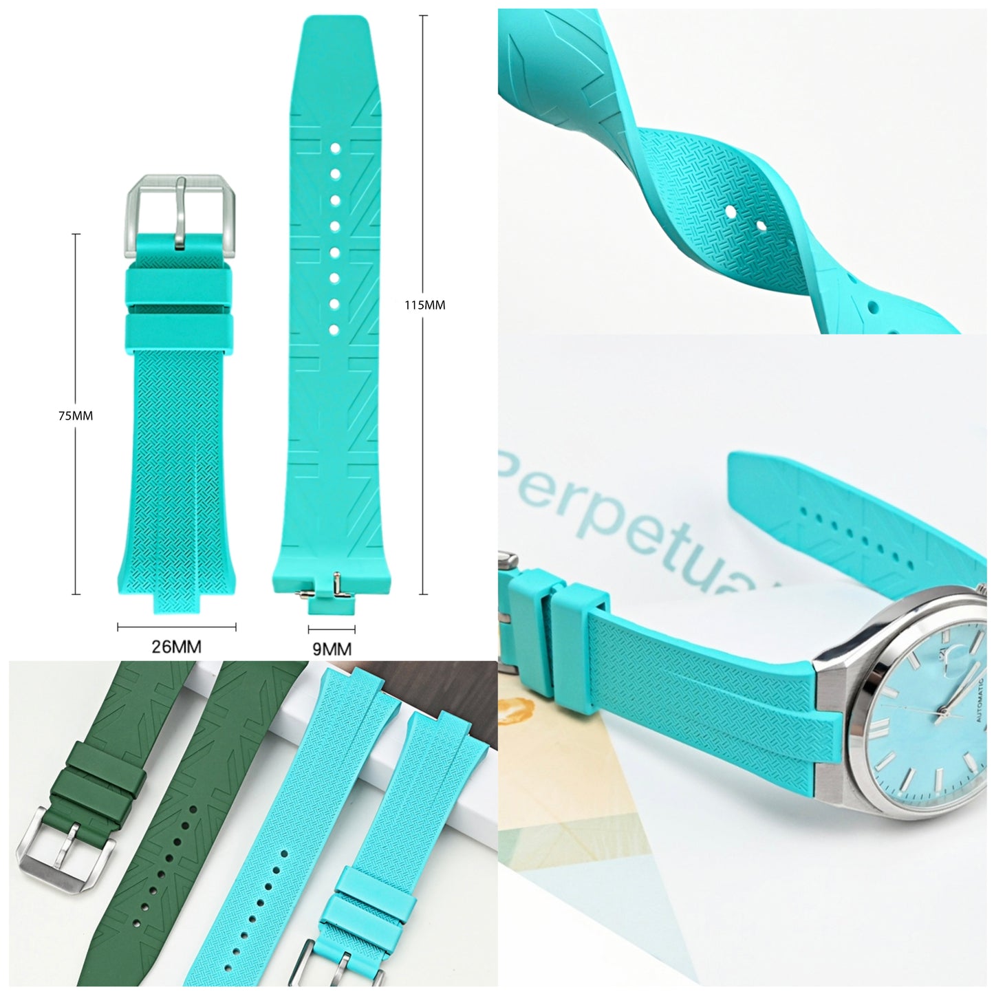 Quick Release 26mm FKM Rubber Band For Citizen Tsuyosa Watches, Replacement FKM Watch Band For Citizen Tsuyosa Watches