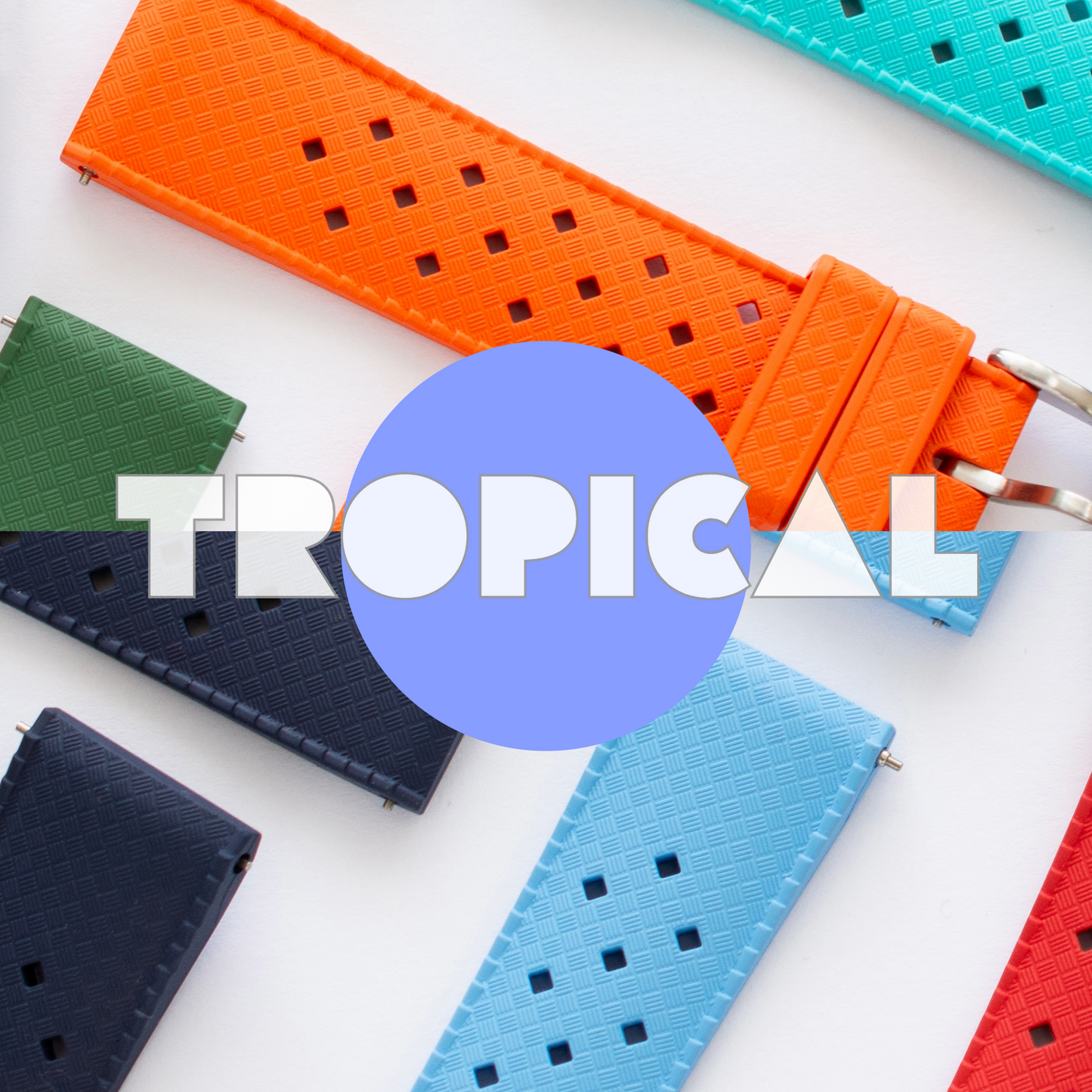 Quick Release Tropical Rubber Band For Watches, Replacement FKM Watch Band Straps For Watches