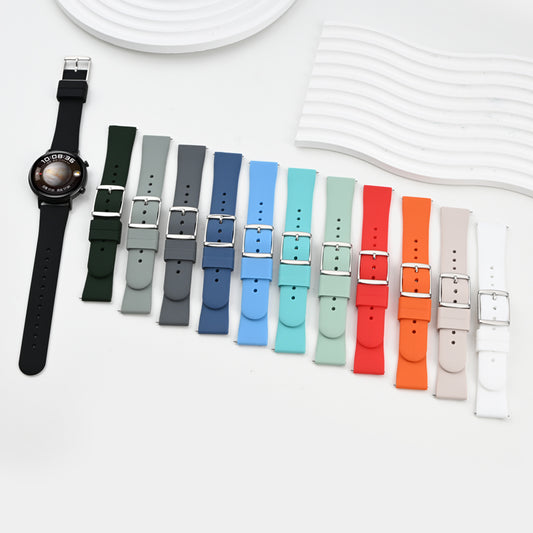 18mm 20mm 22mm Quick Release Silicone Watch Band, Rubber Band For Samsung Galaxy Watches, Replacement Straps with Silver Buckle For Smart Watches