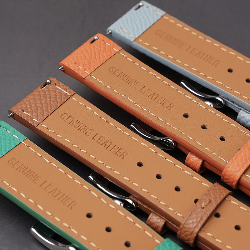 20mm Quick Release Epsom Leather Straps For Watches, Replacement Calfskin Watch Bands Straps With Deployment Clasp For Watches