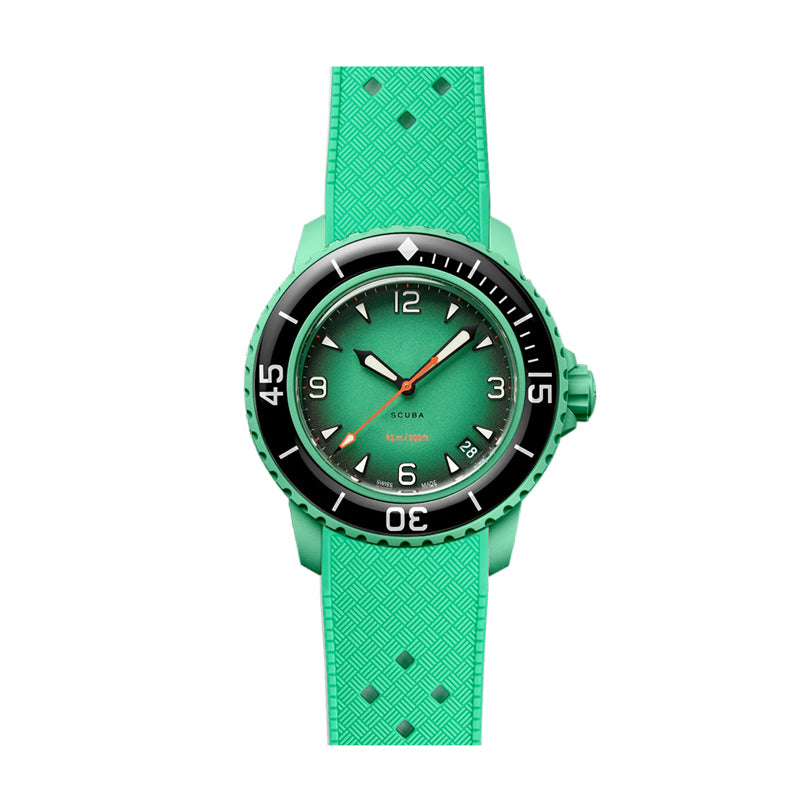 22mm Curved End Tropical Rubber Band For Blancpain X Swatch, Replacement Watch Bands With Buckle For Blancpain X Swatch Tropical Style