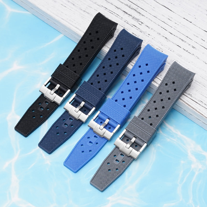 22mm Curved End Tropical Rubber Band For Blancpain X Swatch, Replacement Watch Bands With Buckle For Blancpain X Swatch Tropical Style