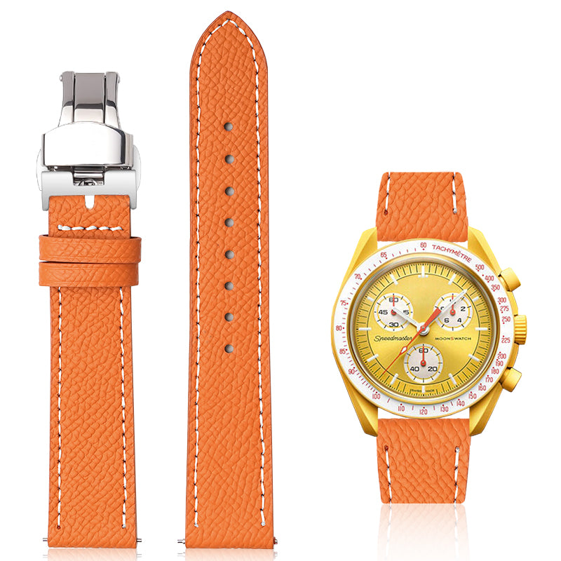 20mm Quick Release Epsom Leather Straps For Watches, Replacement Calfskin Watch Bands Straps With Deployment Clasp For Watches