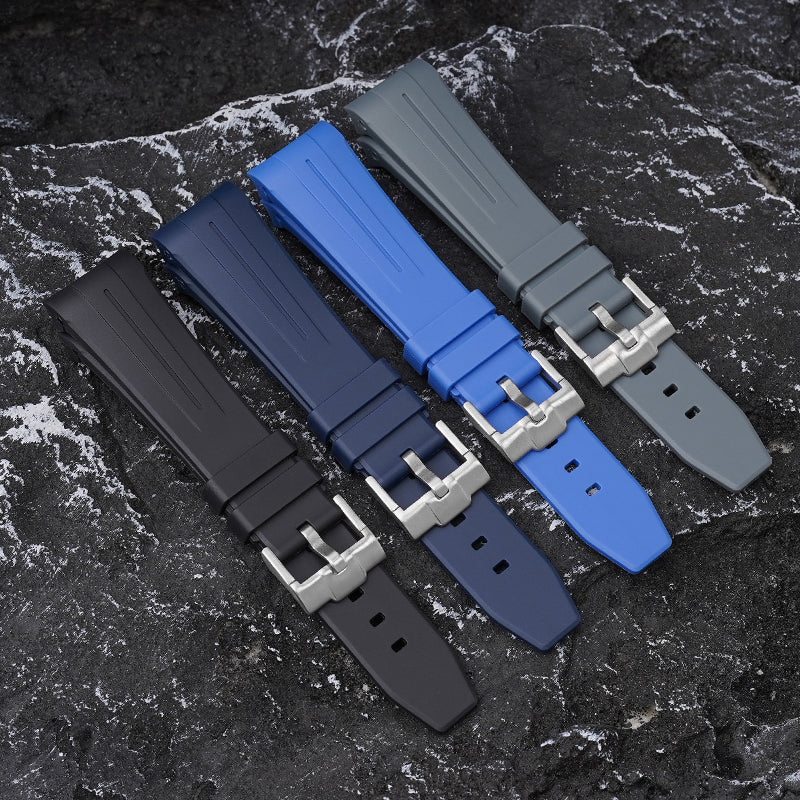 22mm Curved End Rubber Band For Blancpain X Swatch, Replacement Watch Bands With Buckle For Blancpain X Swatch Silicone Rubber Watch Strap - Multiple Colors