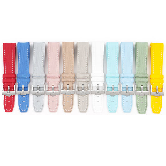 20mm Curved End Rubber Band For Omega X Swatch MoonSwatch, Replacement Watch Bands With Buckle For Omega X Swatch MoonSwatch and SpeedMaster - Multiple Colors