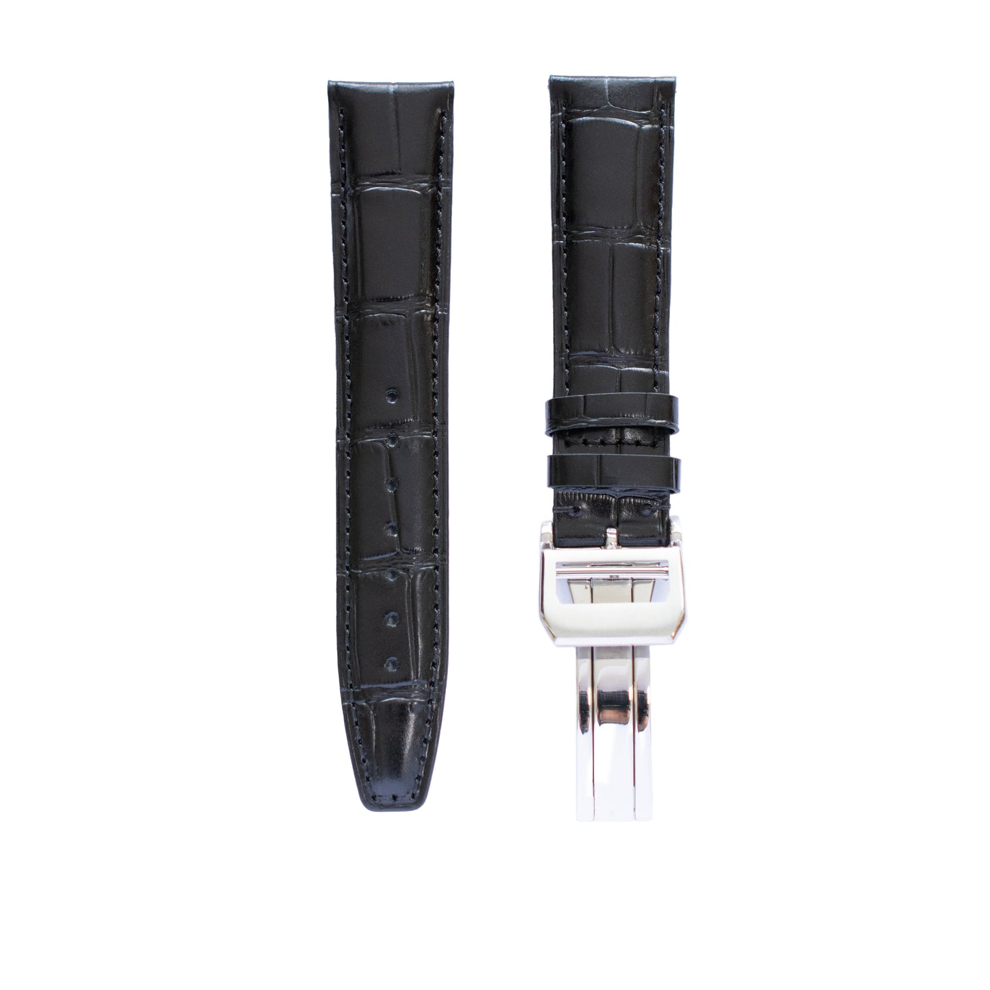 Crocodile Leather Straps For IWC Portuguese Watches, Croco Watch Band With Deployment Clasp For Watches
