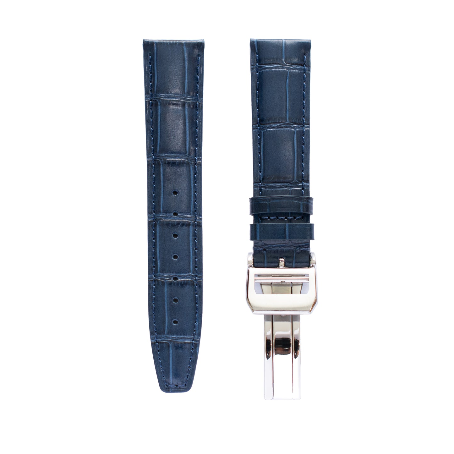 Crocodile Leather Straps For IWC Portuguese Watches, Croco Watch Band With Deployment Clasp For Watches