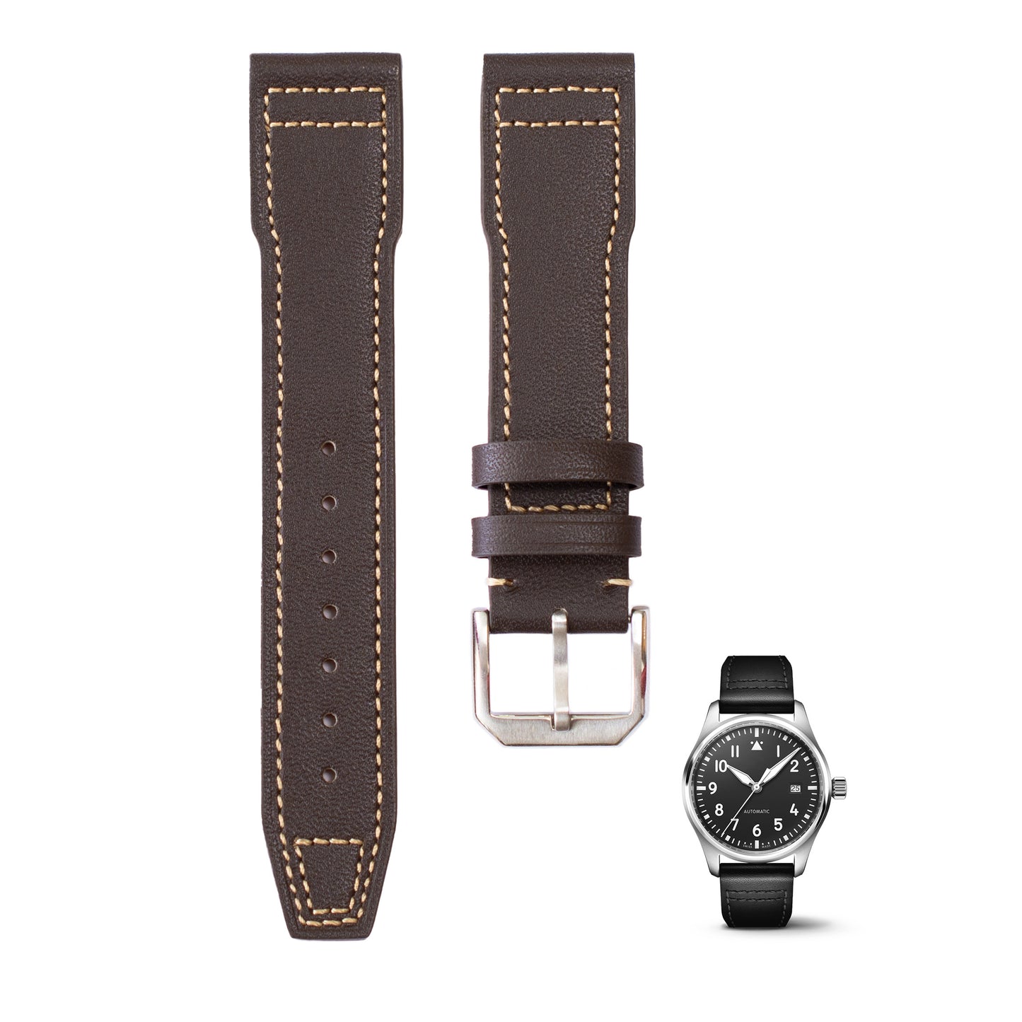 Genuine Leather Watch Strap For IWC Pilot Watches With Buckle