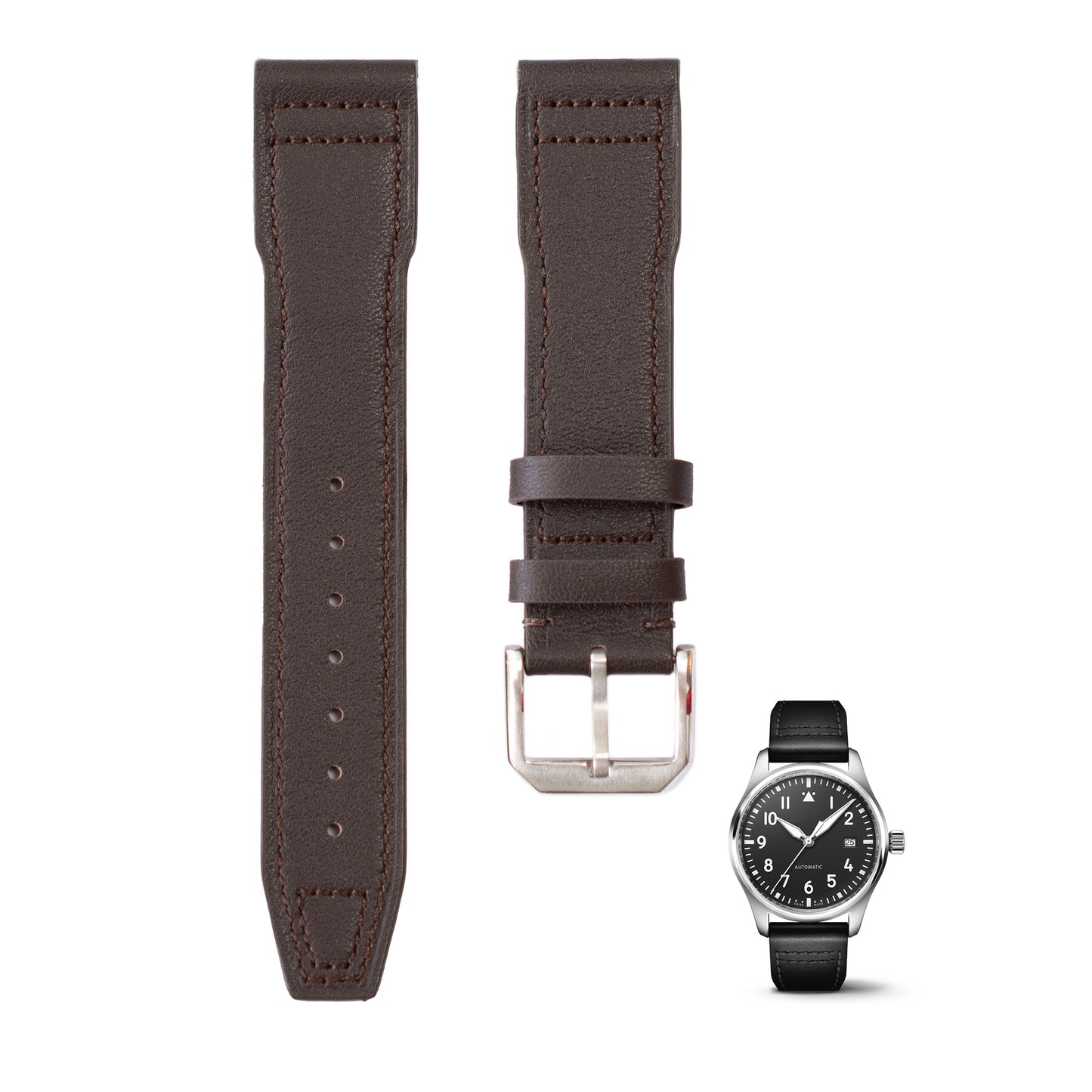 Genuine Leather Watch Strap For IWC Pilot Watches With Buckle
