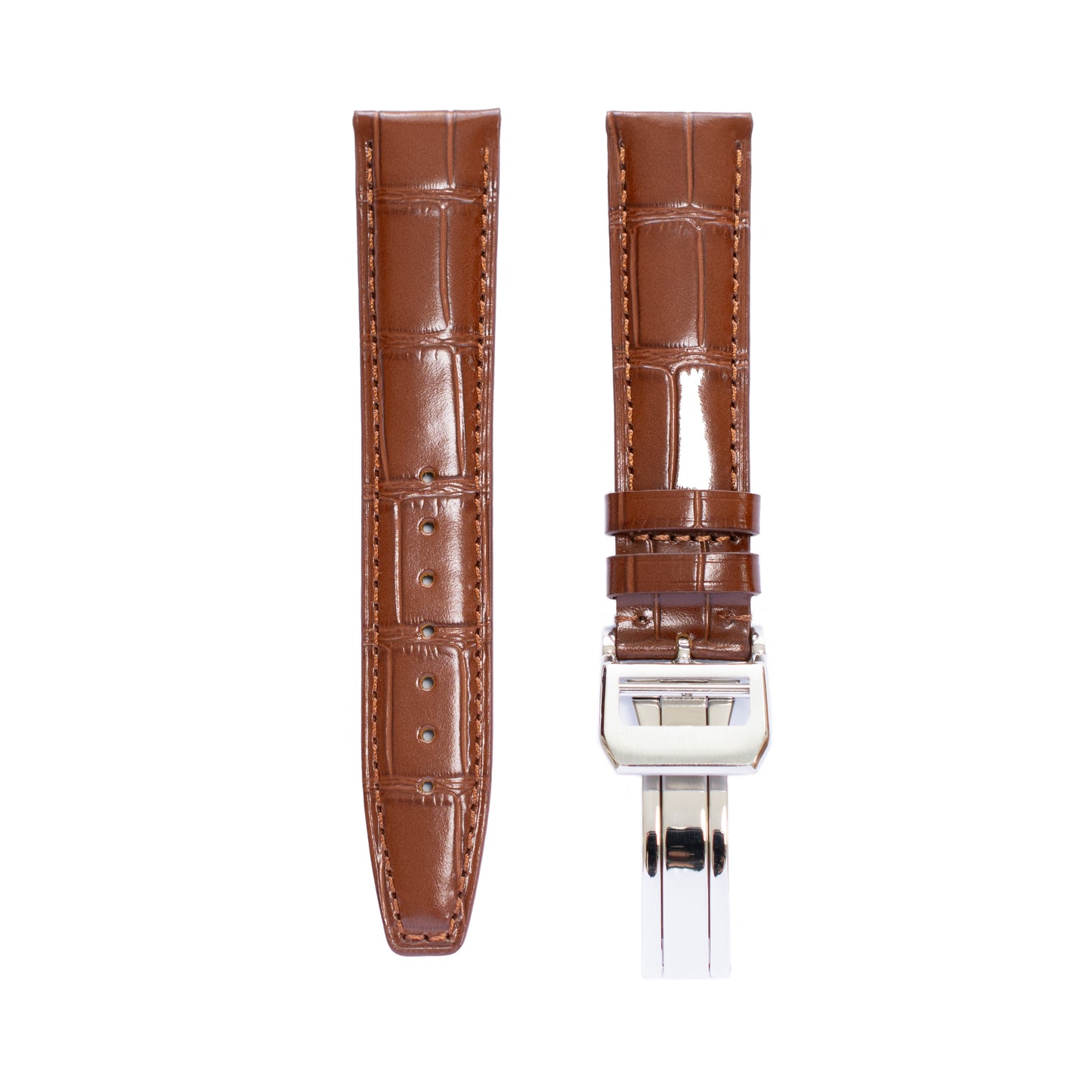 Crocodile Leather Straps For IWC Portuguese Watches, Croco Watch Band With Deployment Clasp For Watches
