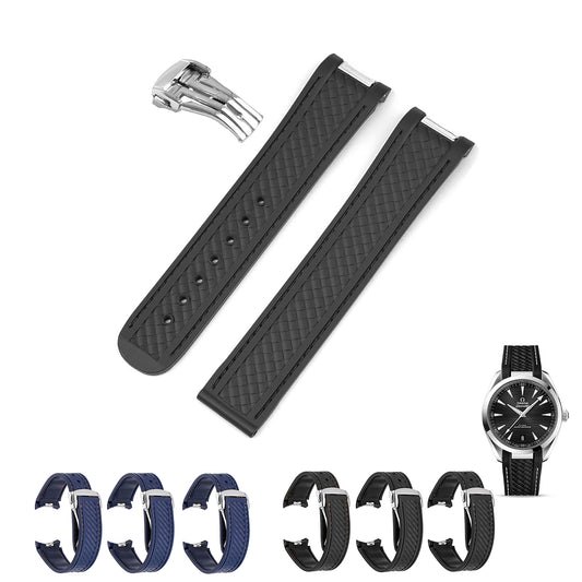 20mm Rubber Band For Omega Aqua Terra 150M With Deployment Clasp, Replacement Watch Bands With Clasp For Omega Aqua Terra