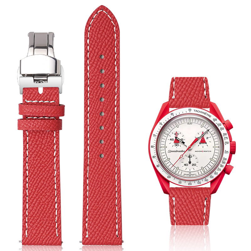 20mm Quick Release Epsom Leather Straps For Watches, Replacement Calfskin Watch Bands Straps With Deployment Clasp For Watches