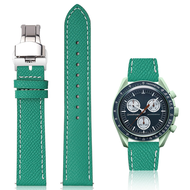 20mm Quick Release Epsom Leather Straps For Watches, Replacement Calfskin Watch Bands Straps With Deployment Clasp For Watches
