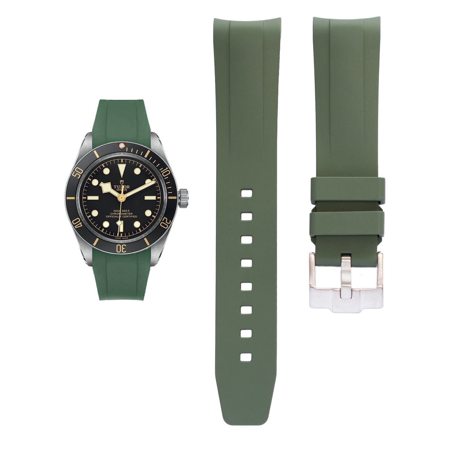 Green Rubber Band For Tudor Black Bay 58 Watches