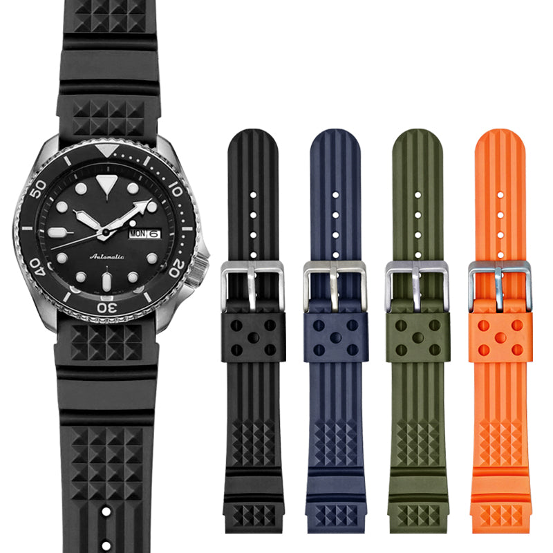Rubber Band For Seiko Prospex SKX Divers Watches, 22mm 20mm Replacement Watch Band With Buckle For Seiko Prospex Diver’s Watch Rubber Watch Strap