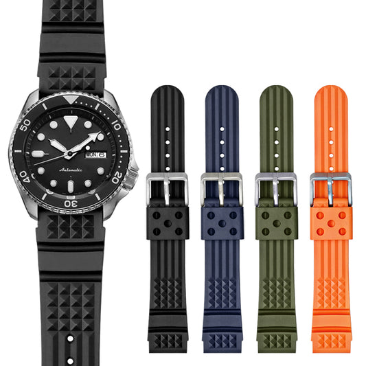 Rubber Band For Seiko Prospex SKX Divers Watches, 22mm 20mm Replacement Watch Band With Buckle For Seiko Prospex Diver’s Watch Rubber Watch Strap