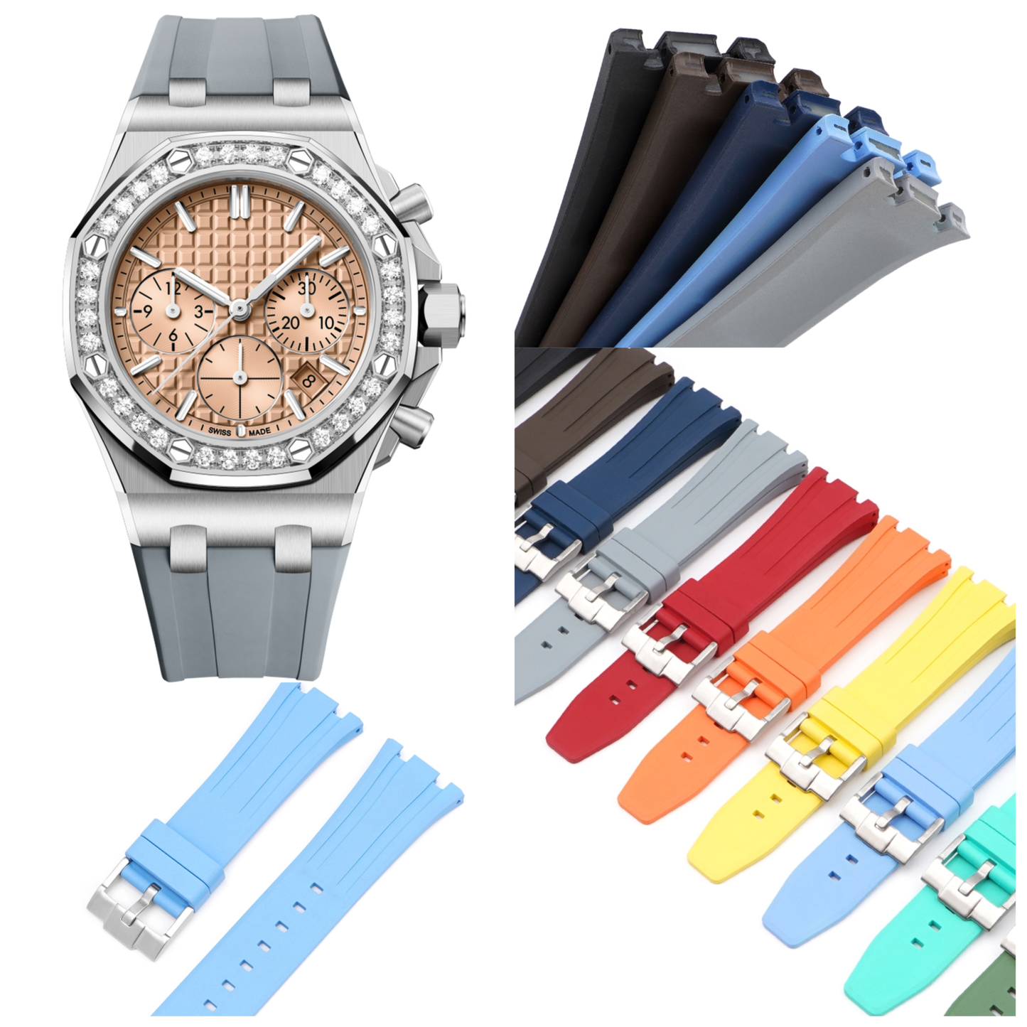 26mm FKM Rubber Band For Audemars Piguet Watches, 26mm Rubber Watch Band For AP Watches