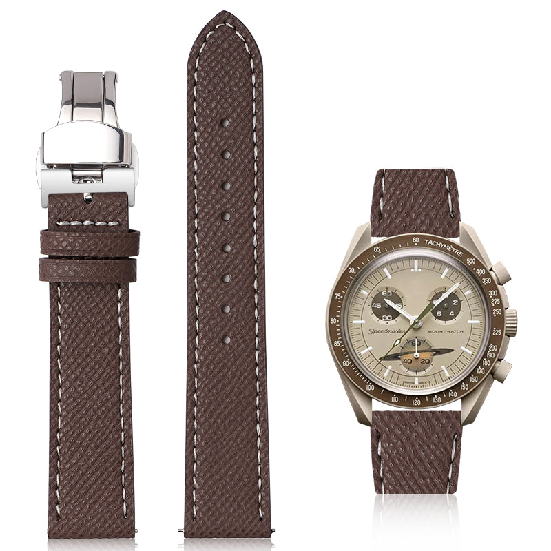 20mm Quick Release Epsom Leather Straps For Watches, Replacement Calfskin Watch Bands Straps With Deployment Clasp For Watches