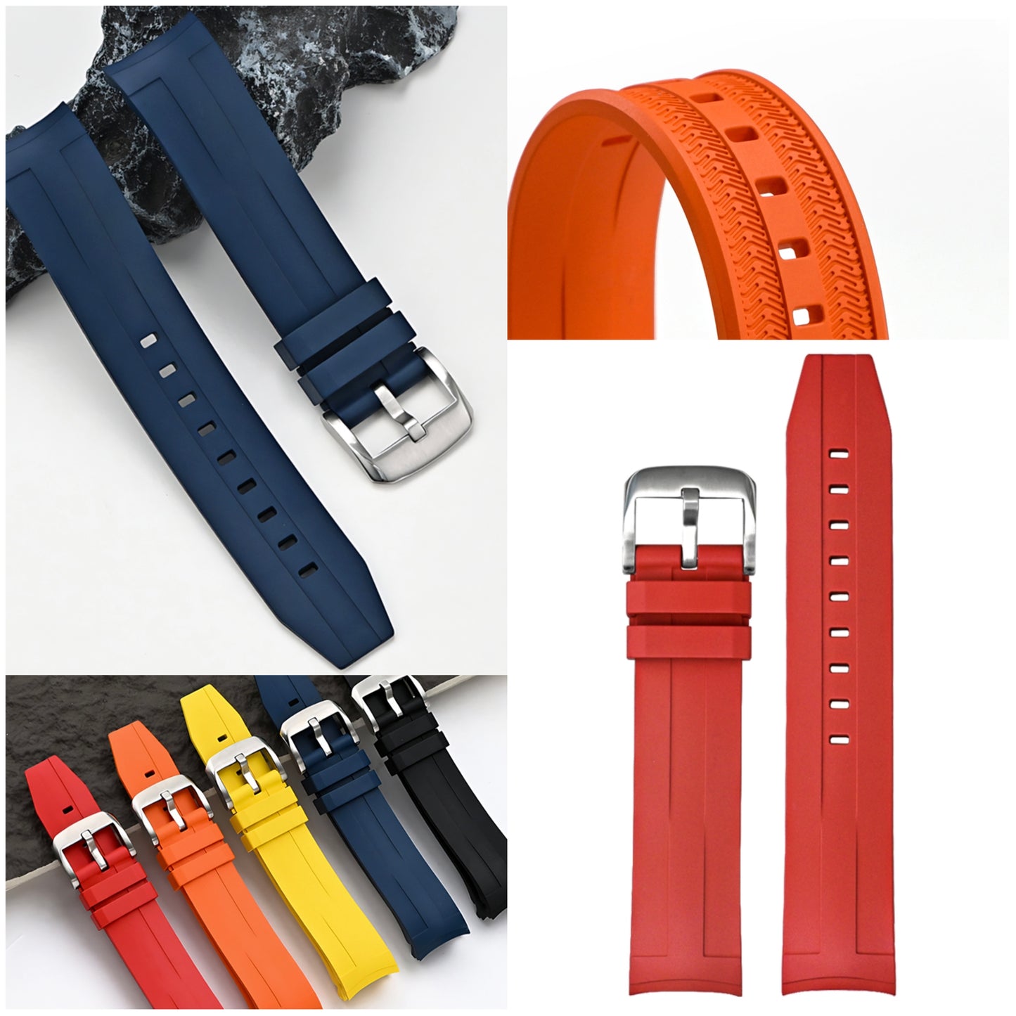 21mm FKM Rubber Band For Tissot Seastar 1000 Powermatic 80 T120407A, Replacement Curved End Watch Band For Tissot Seastar 1000 Watches
