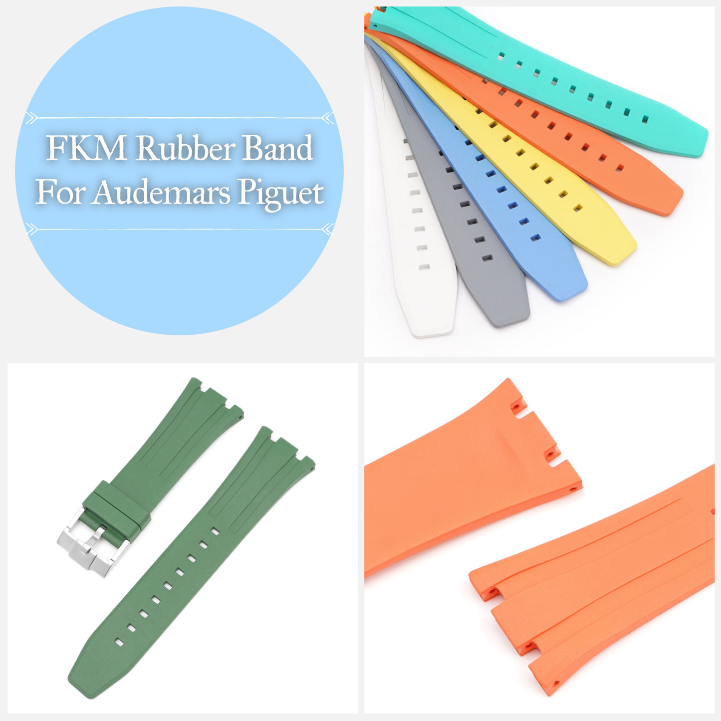26mm FKM Rubber Band For Audemars Piguet Watches, 26mm Rubber Watch Band For AP Watches