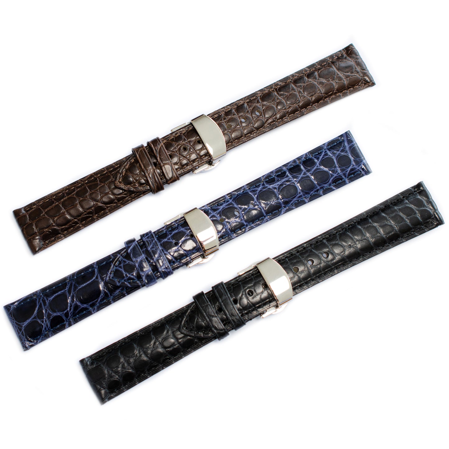 Crocodile Leather Straps For Watches With Deployment Clasp, Croco Watch Strap For Watches