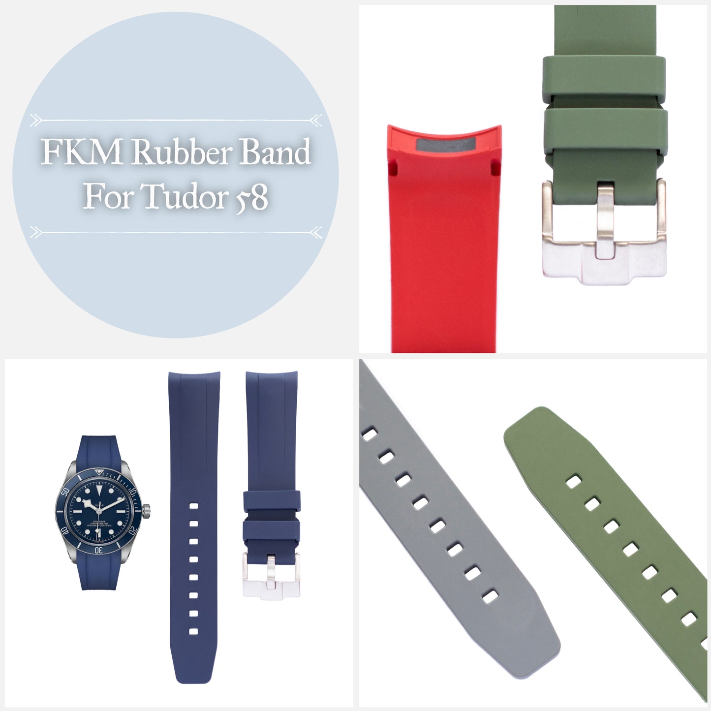 20mm Rubber Band Tudor Black Bay Watches