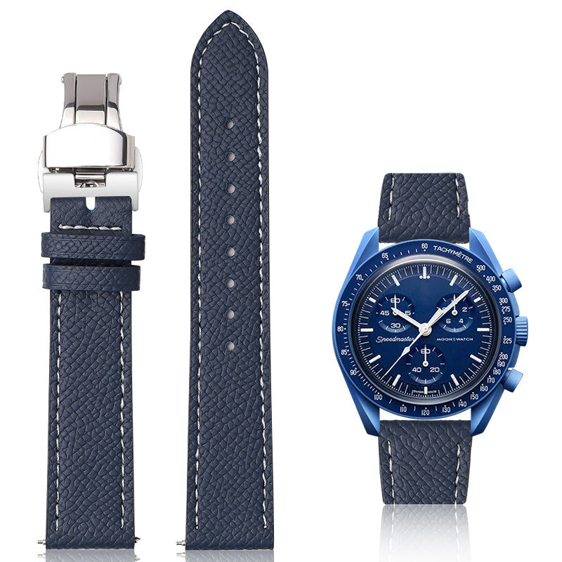 20mm Quick Release Epsom Leather Straps For Watches, Replacement Calfskin Watch Bands Straps With Deployment Clasp For Watches