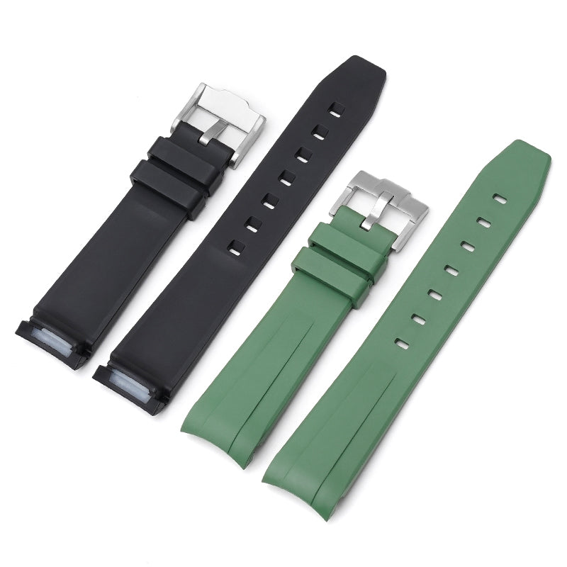 20mm FKM Rubber Band For Rolex Watches, Curved End 20mm Rubber Watch Band For Rolex Watches