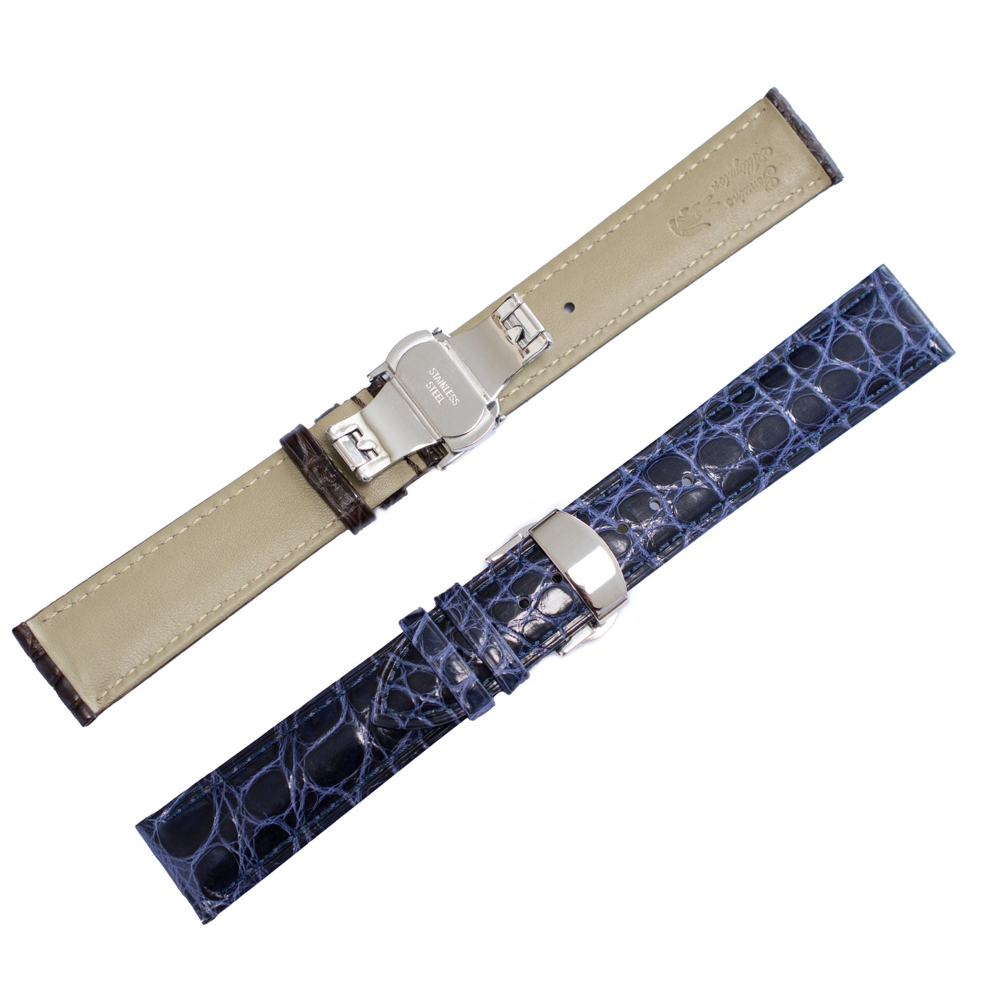 Crocodile Leather Straps For Watches With Deployment Clasp, Croco Watch Strap For Watches