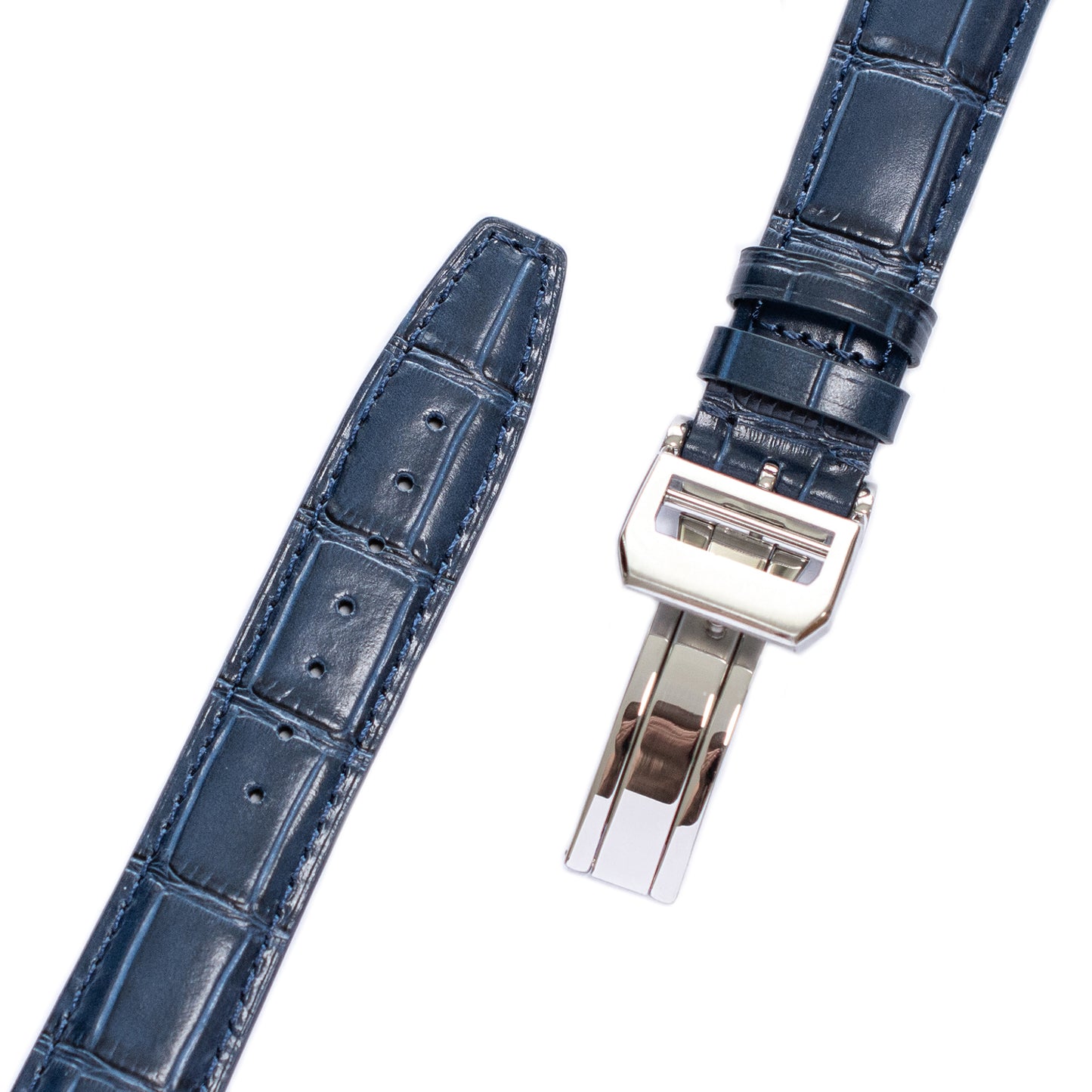 Crocodile Leather Strap For Pilot Watches, Croco Watch Band With Deployment Clasp For Watches