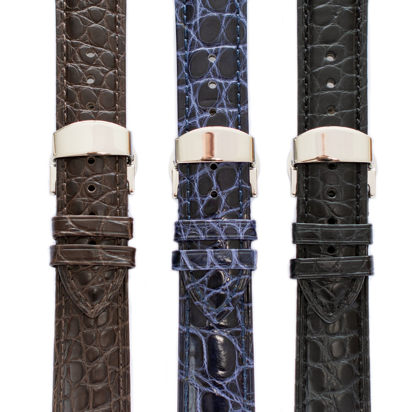Crocodile Leather Straps For Watches With Deployment Clasp, Croco Watch Strap For Watches