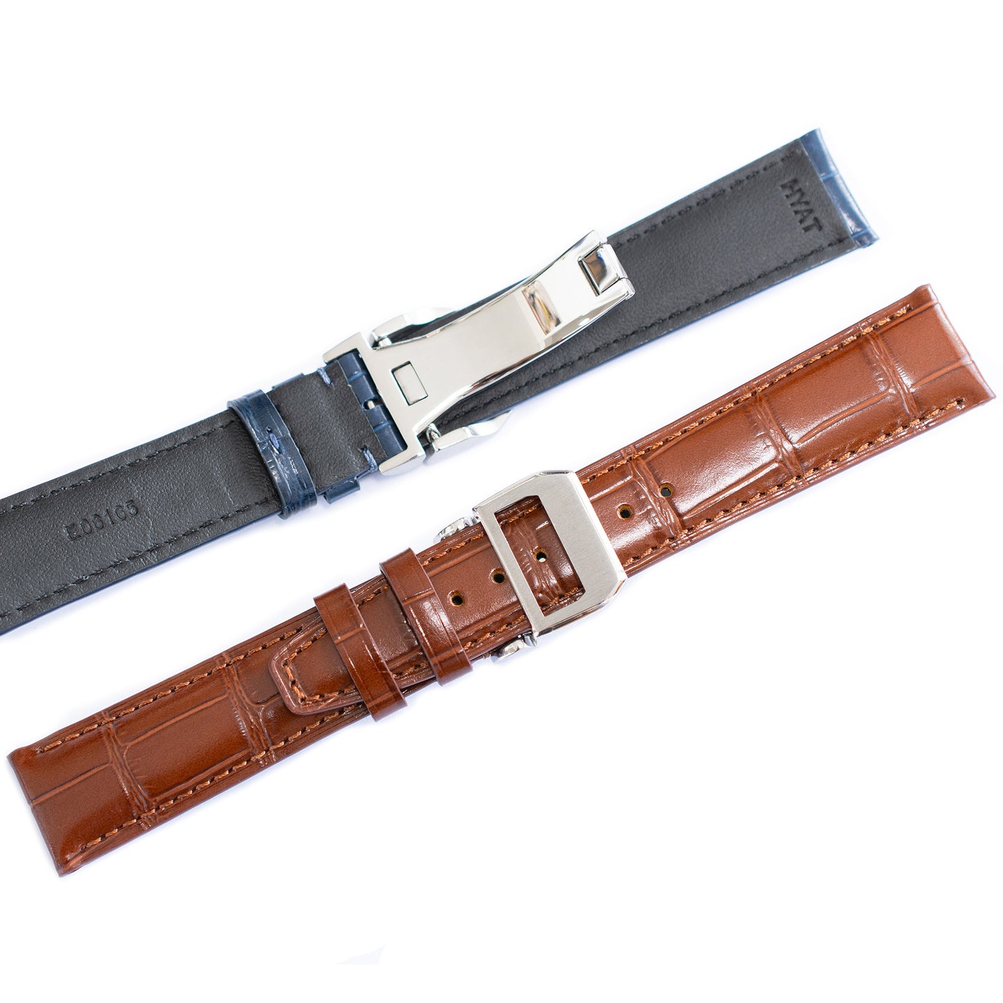 Crocodile Leather Strap For Pilot Watches, Croco Watch Band With Deployment Clasp For Watches