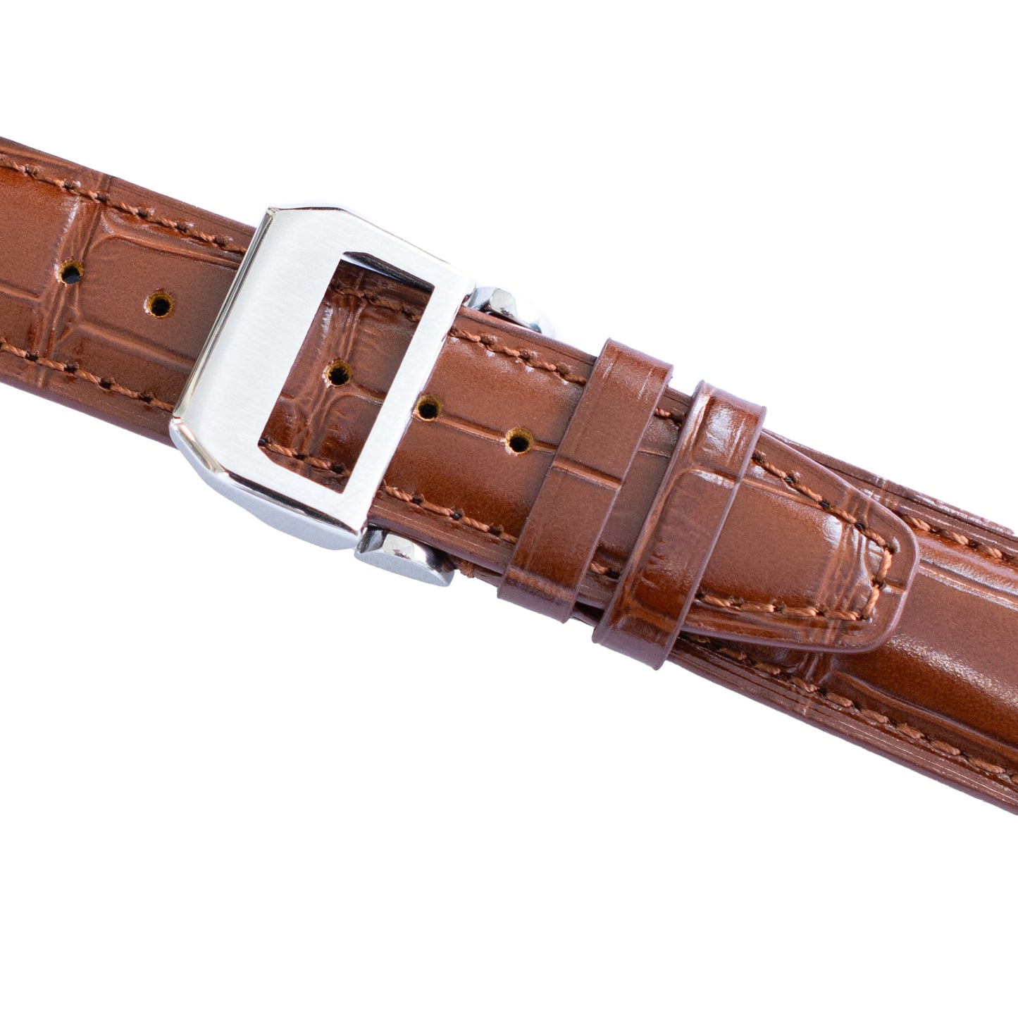 Crocodile Leather Strap For Pilot Watches, Croco Watch Band With Deployment Clasp For Watches