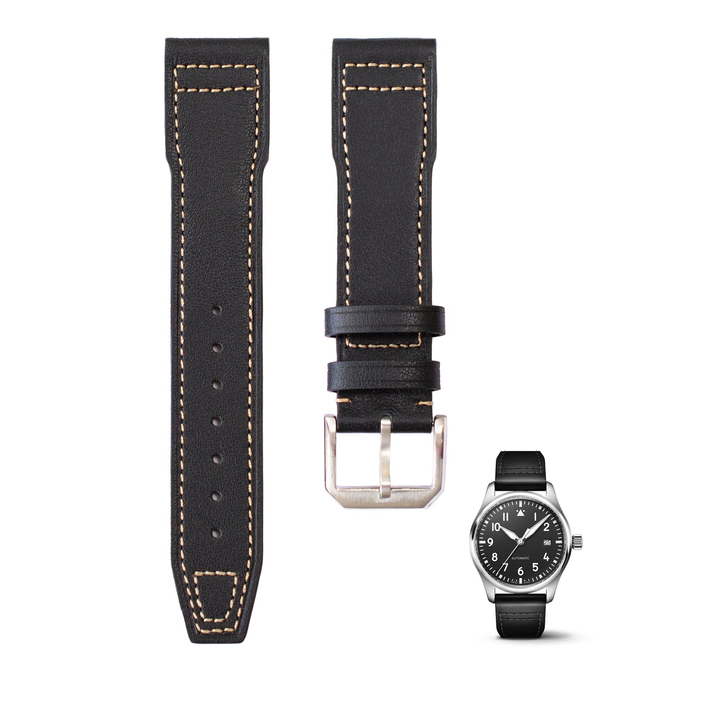 Genuine Leather Watch Strap For IWC Pilot Watches With Buckle