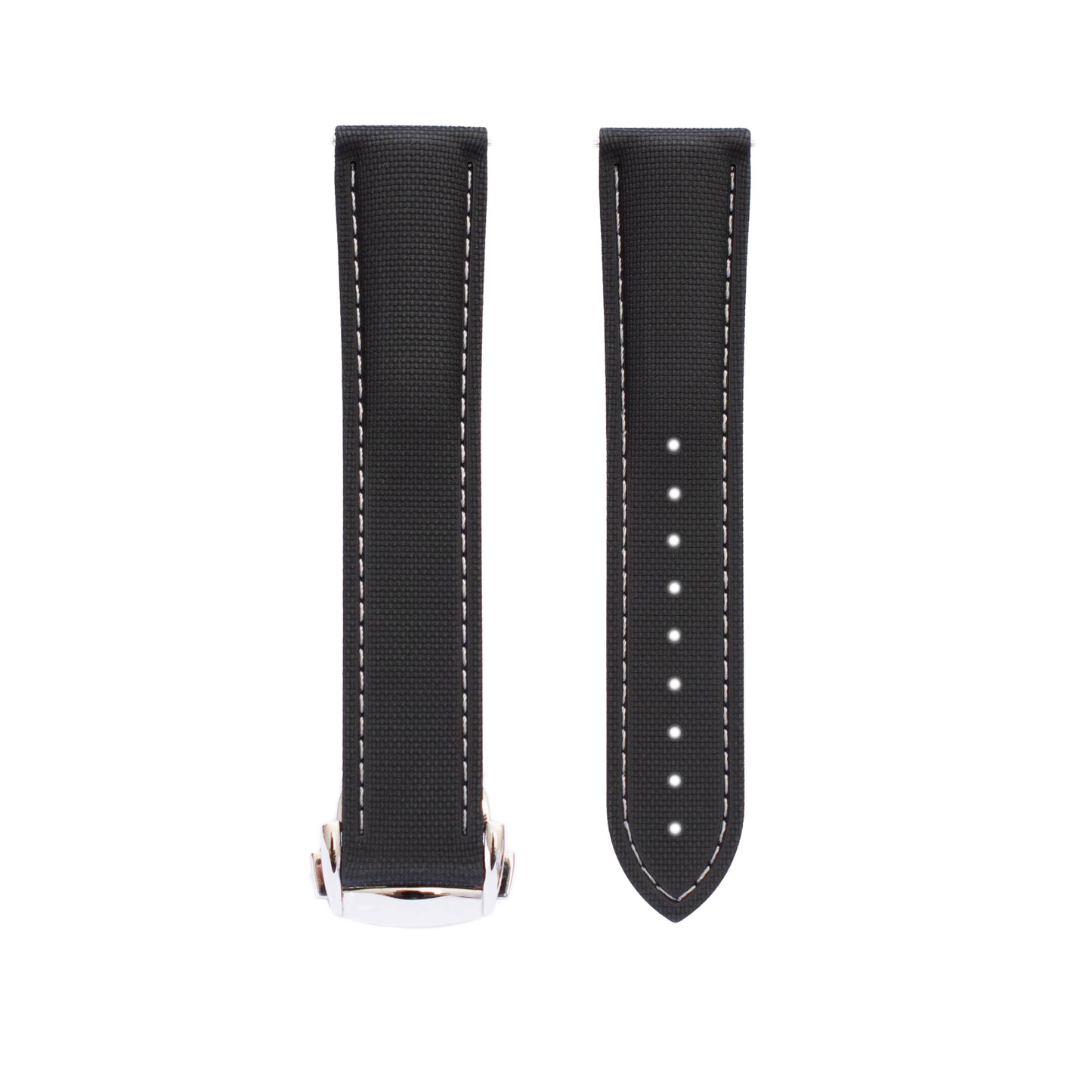Quick Release Fluoro Rubber Canvas Texture Watch Straps for Omega Speedmaster Watches with Deployment Clasp