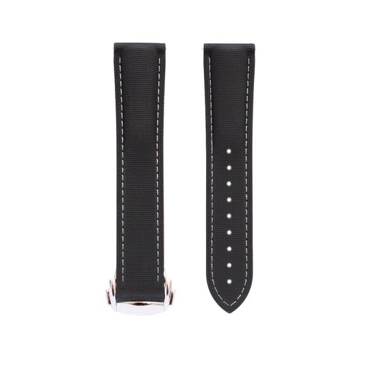 Quick Release Fluoro Rubber Canvas Texture Watch Straps for Omega Speedmaster Watches with Deployment Clasp
