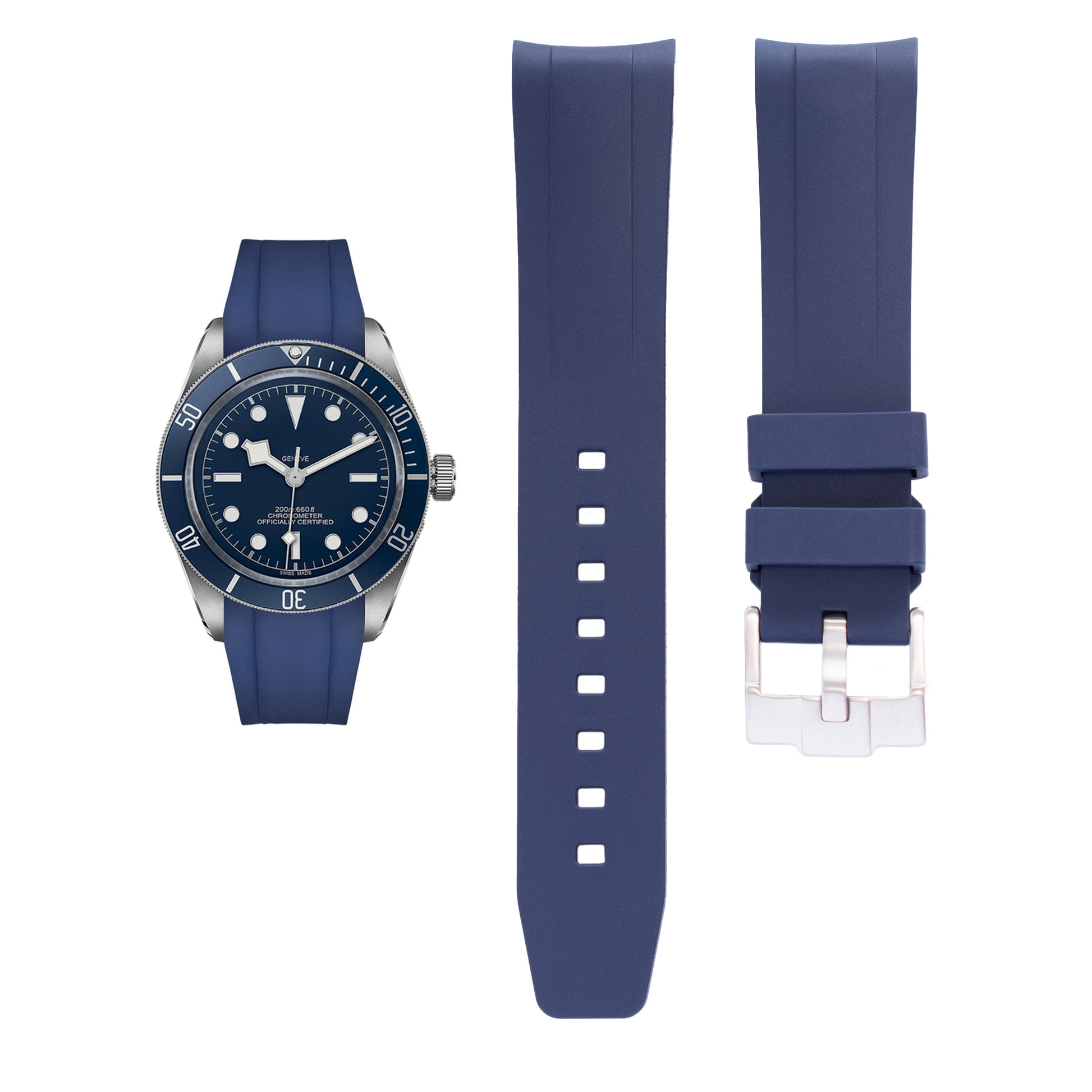 Blue Rubber Band For Tudor Black Bay 58 Watches