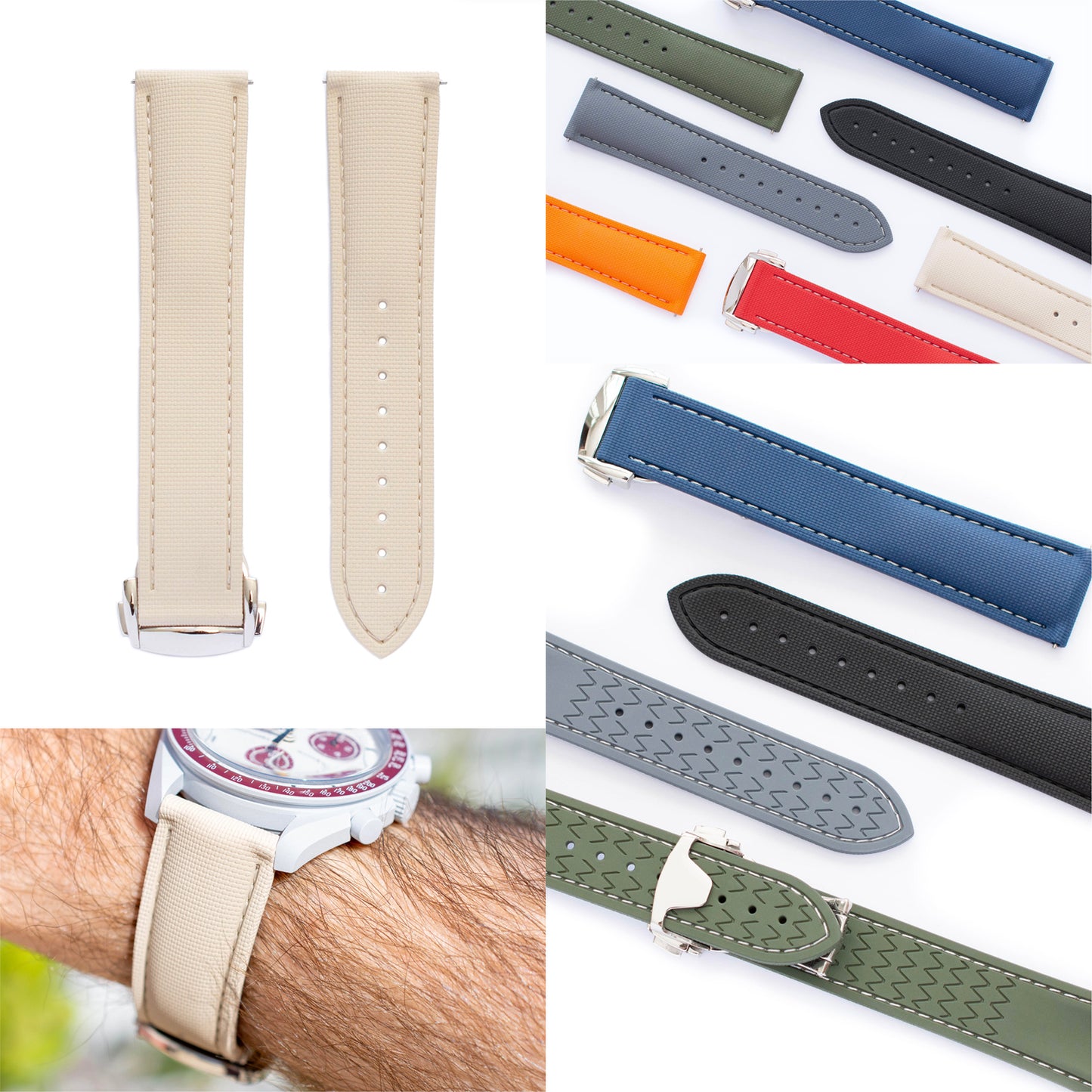 Omega Speedmaster rubber band with deployment clasp 