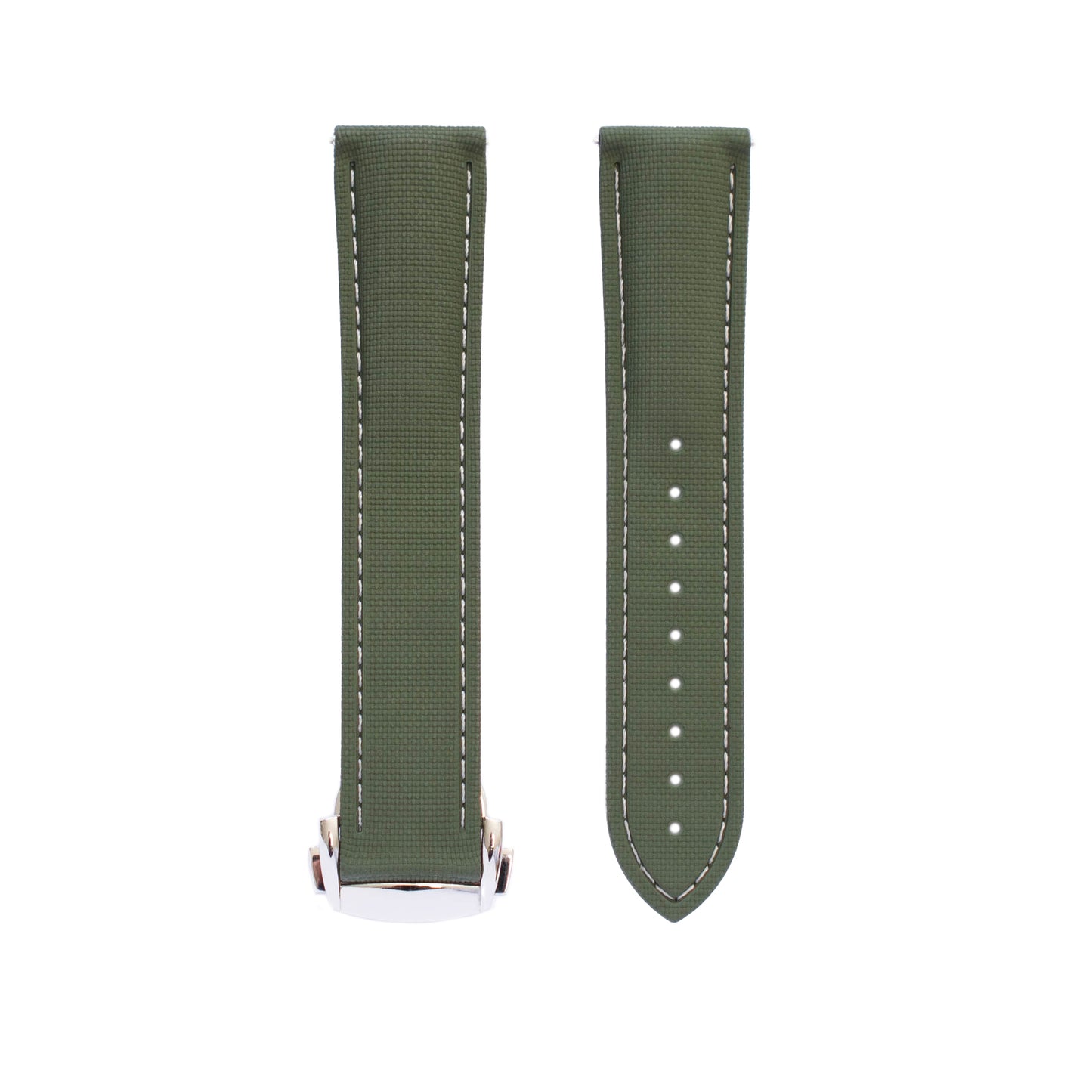 Quick Release Fluoro Rubber Canvas Texture Watch Straps for Omega Speedmaster Watches with Deployment Clasp