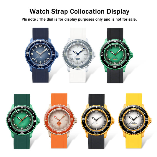 22mm Curved End Rubber Band For Blancpain X Swatch, Replacement Watch Bands With Buckle For Blancpain X Swatch - Multiple Colors