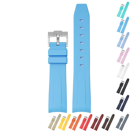20mm Curved End Rubber Band For Rolex Daytona And GMT, Replacement Watch Bands With Buckle For Rolex Watches Silicone Rubber Watch Strap