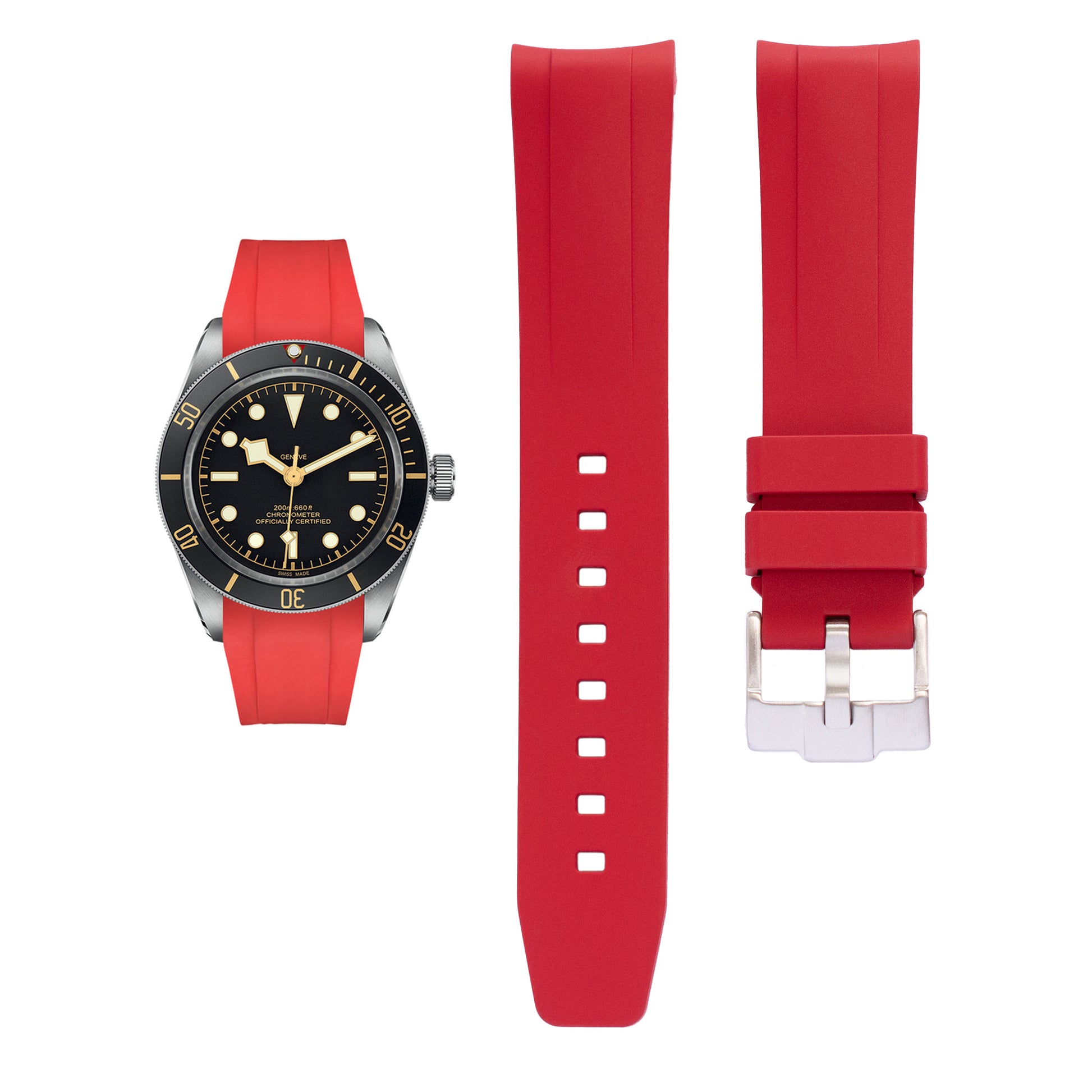 Red Rubber Band For Tudor Black Bay 58 Watches